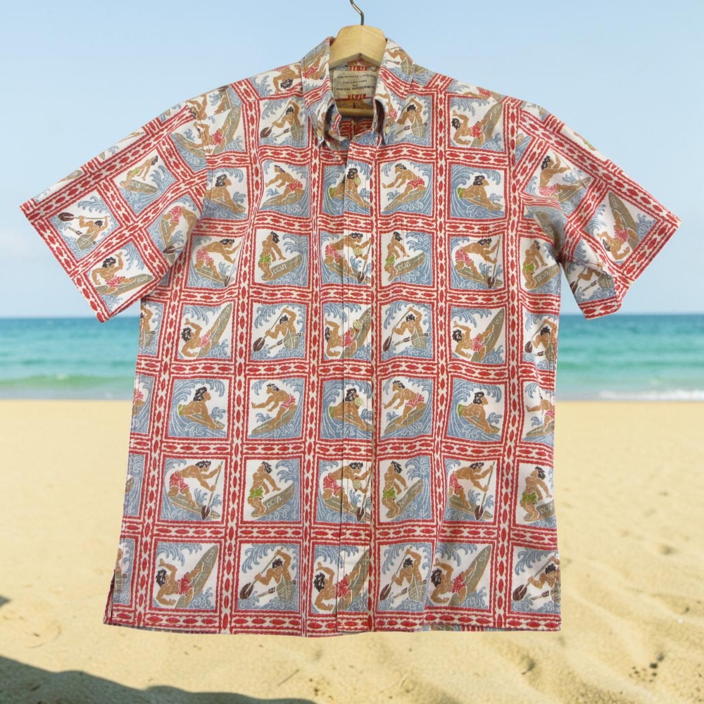 Reyn Spooner Dietrich Varez Collection Shirt Mens M Red Aloha Council Boy Scouts